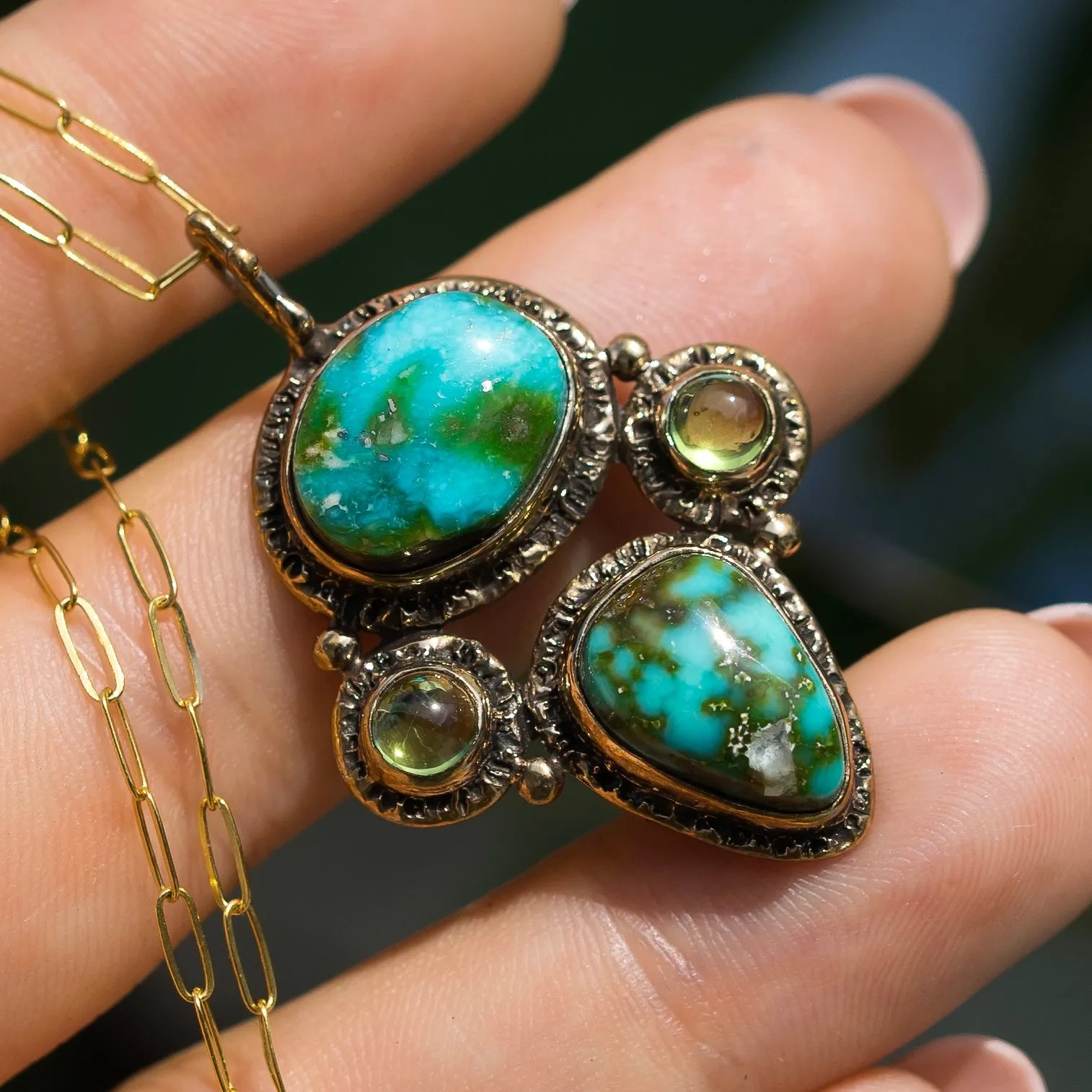 Sonoran Gold Turquoise & Peridot Pendant
