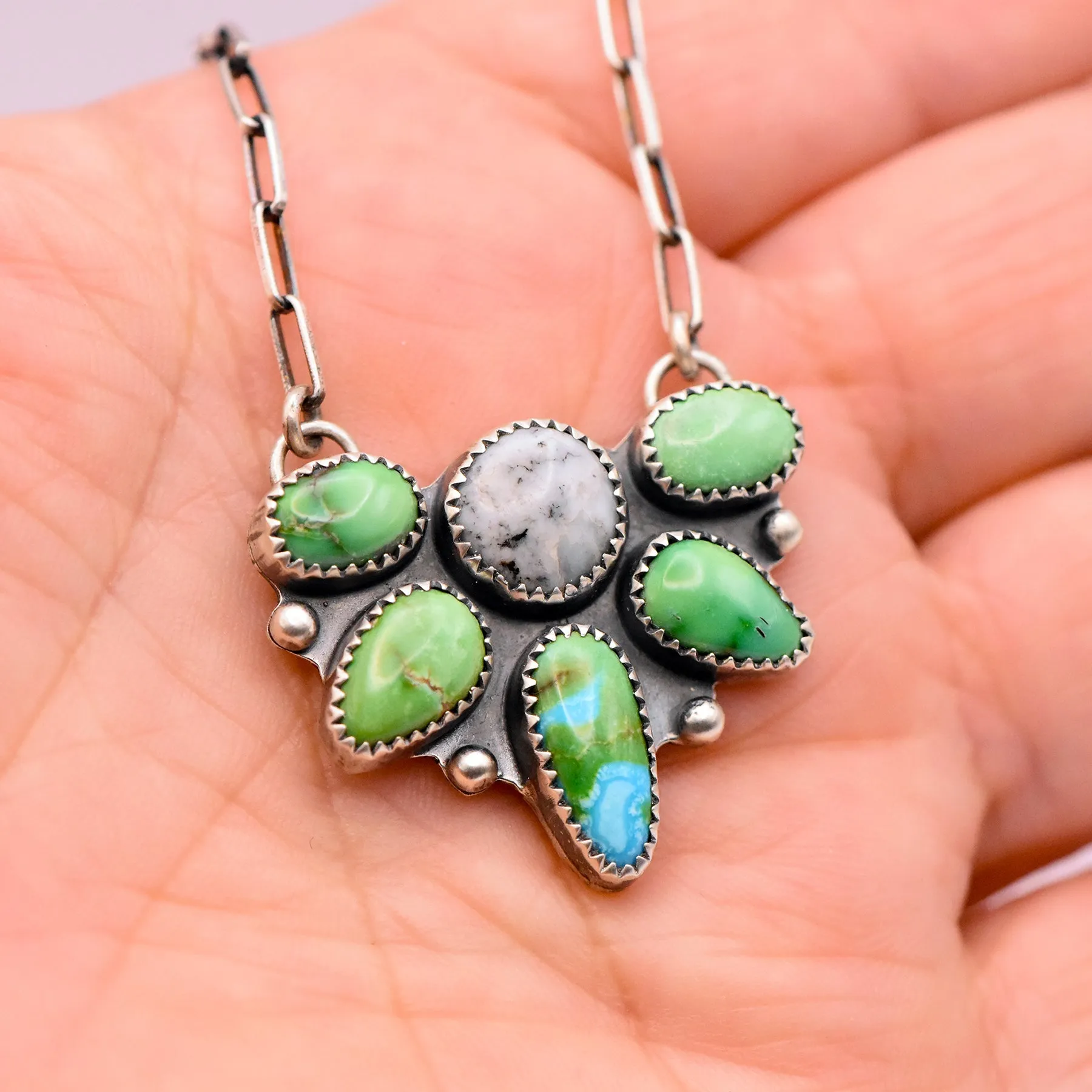 Soulshine Pendant: Sonoran Gold, Verde Valley, White Buffalo Turquoise