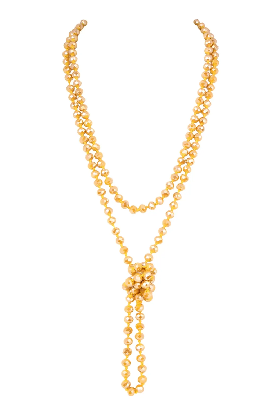 Sparkly Mustard Longline Hand Knotted Necklace - Pack of 6