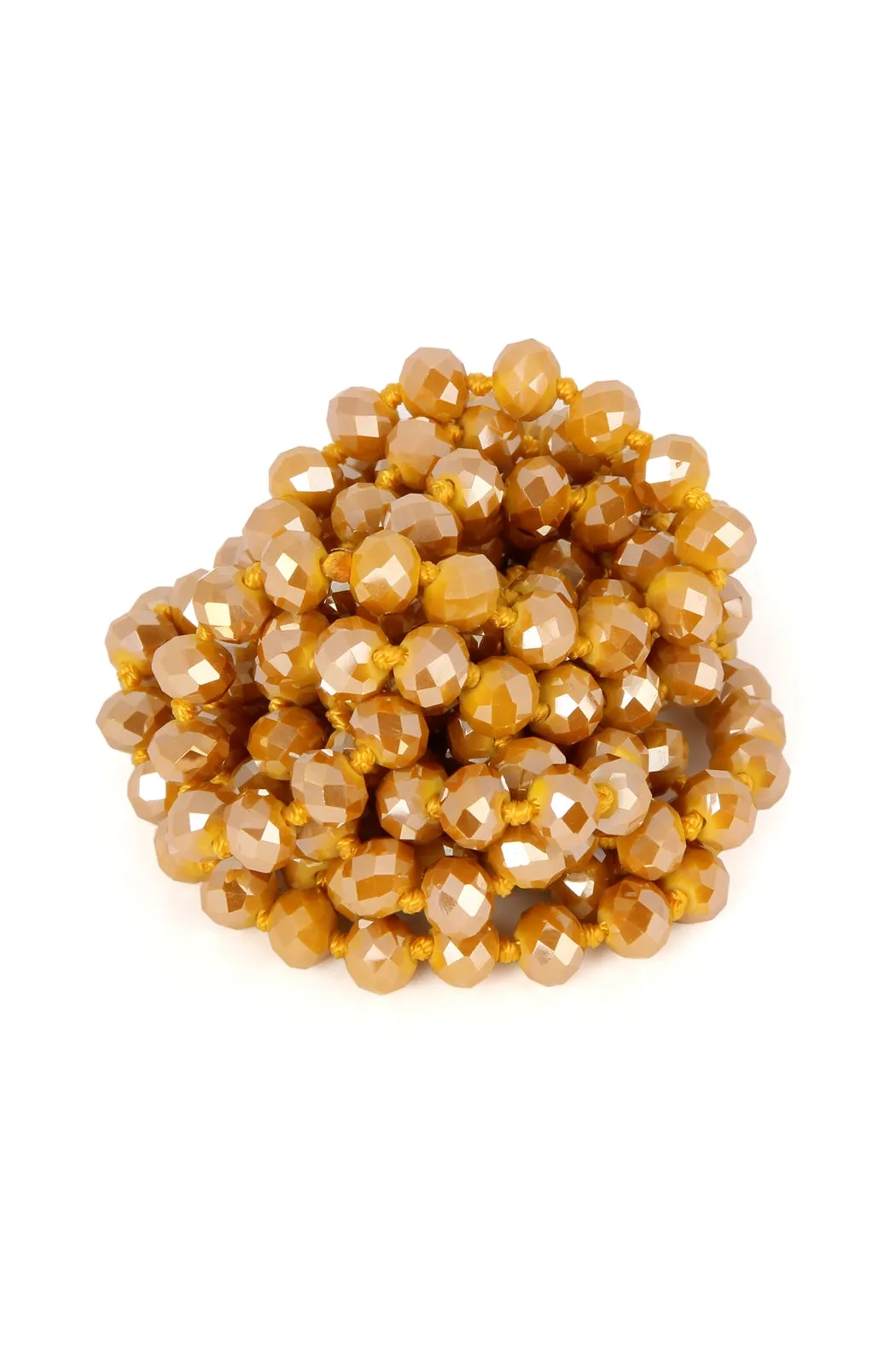 Sparkly Mustard Longline Hand Knotted Necklace - Pack of 6