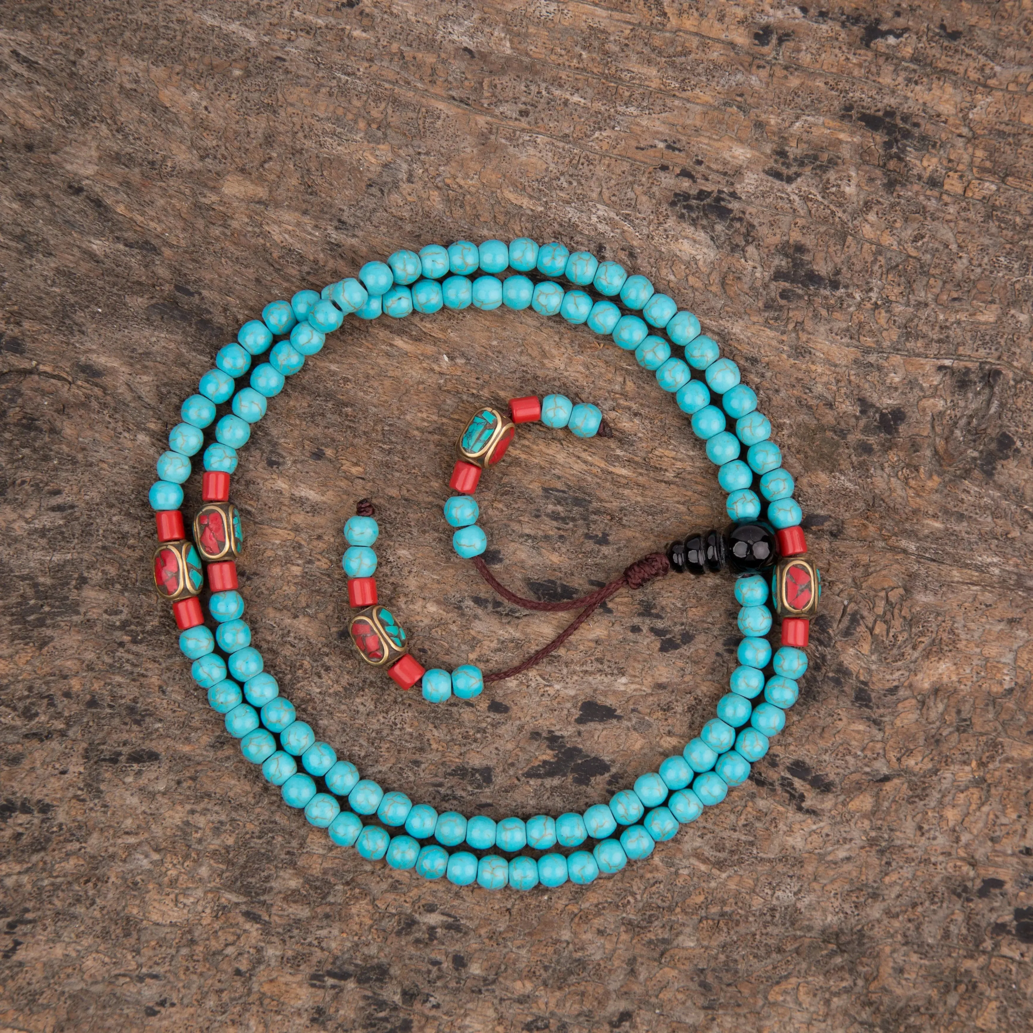 Special Turquoise Lucky Prayer Mala Beads Necklace Bracelets
