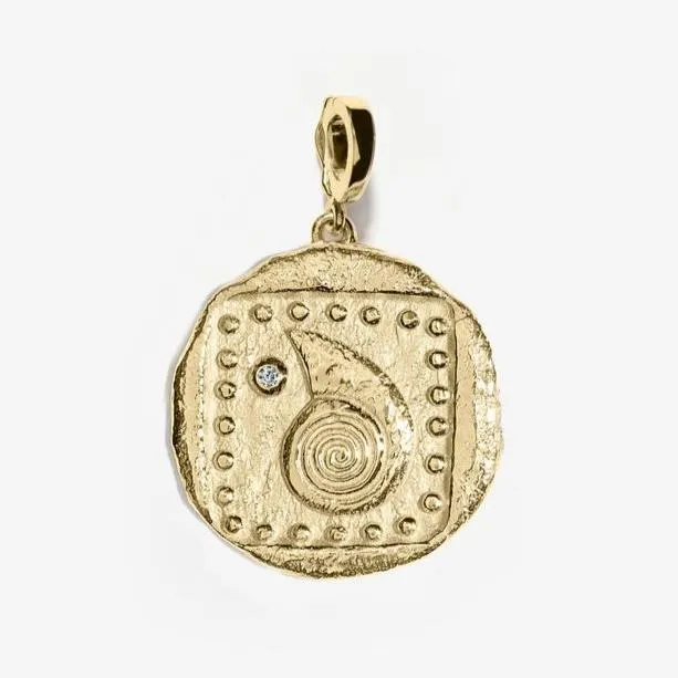 Spiral Seashell Large Diamond Coin Charm