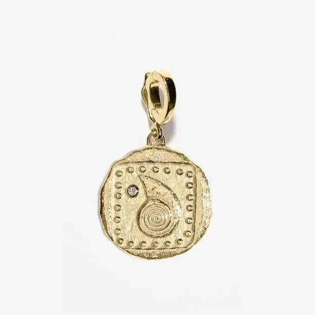 Spiral Seashell Small Diamond Coin Charm
