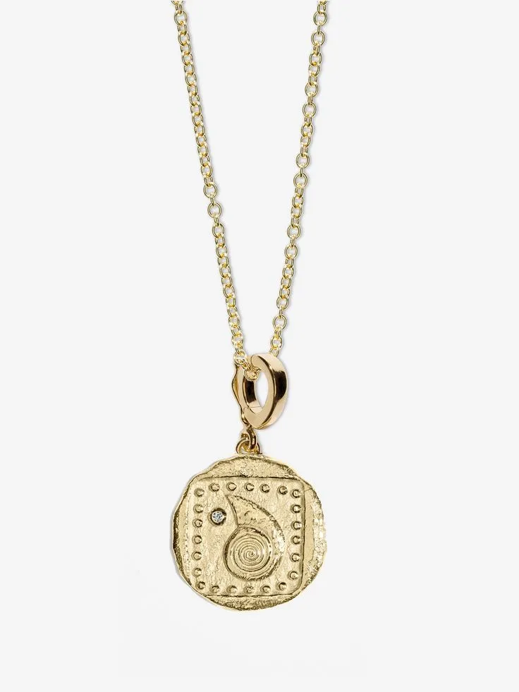 Spiral Seashell Small Diamond Coin Charm
