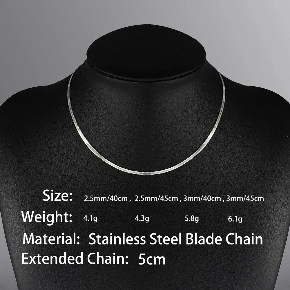 Squares Crystal Pendant Necklace for Women Dazzling CZ Gold Color Stainless Steel Choker Snake Chain on Neck Jewelry