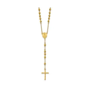Stainless Steel Gold Plated (6mm) Beaded Rosary Necklace 30"
