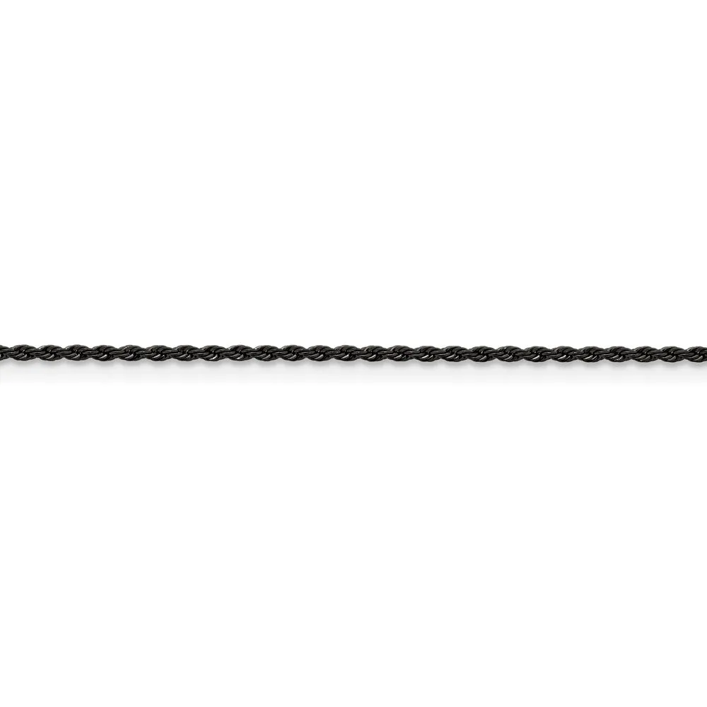 Stainless Steel Polished Black IP-plated 1.5mm 22in Rope Chain
