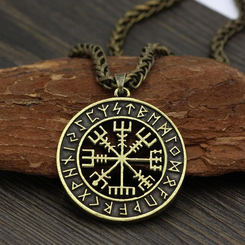 Stainless Steel Viking Vegvisir Pendant Necklace