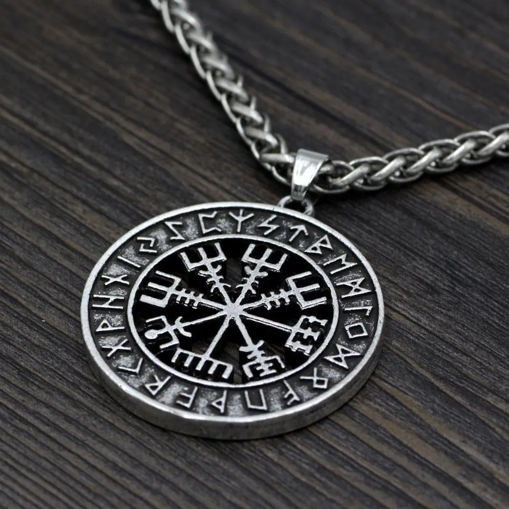 Stainless Steel Viking Vegvisir Pendant Necklace
