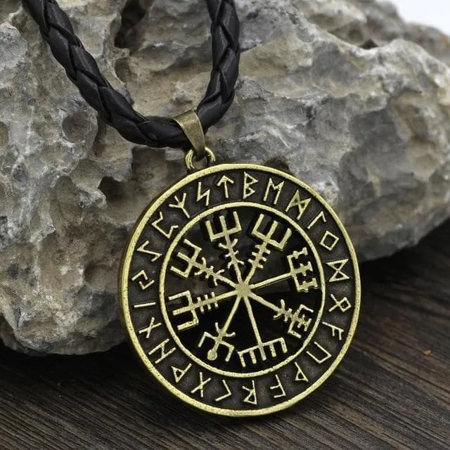 Stainless Steel Viking Vegvisir Pendant Necklace