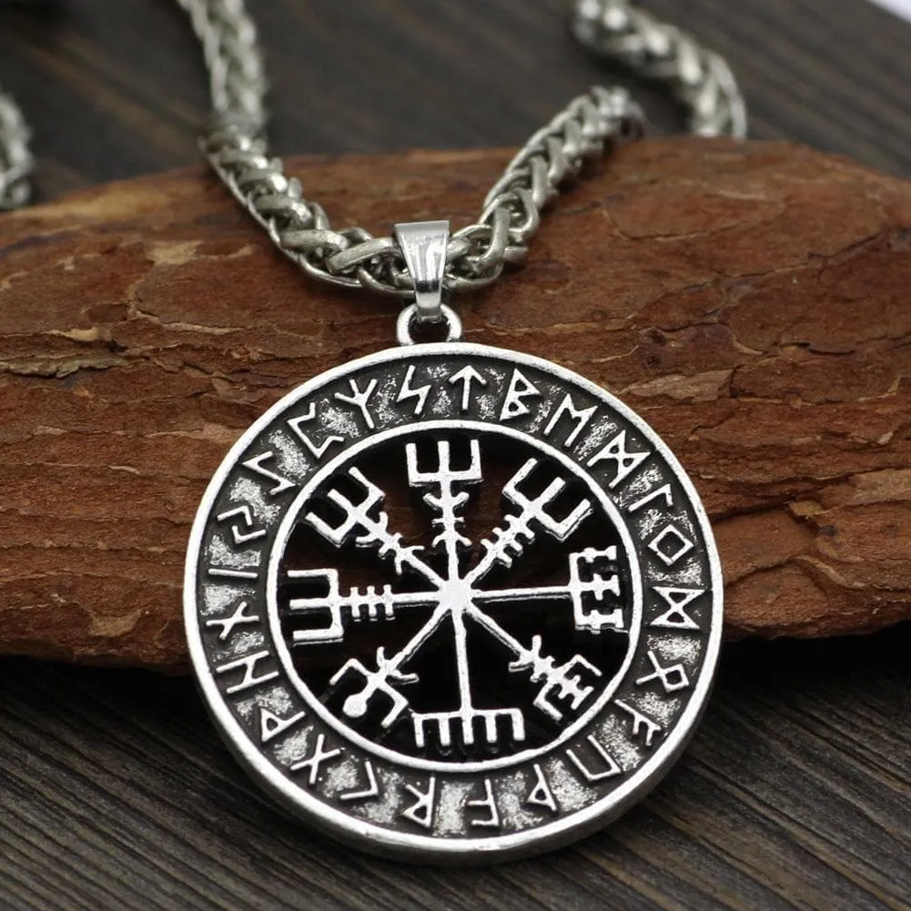 Stainless Steel Viking Vegvisir Pendant Necklace