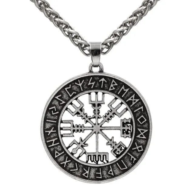 Stainless Steel Viking Vegvisir Pendant Necklace