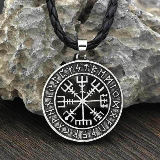 Stainless Steel Viking Vegvisir Pendant Necklace