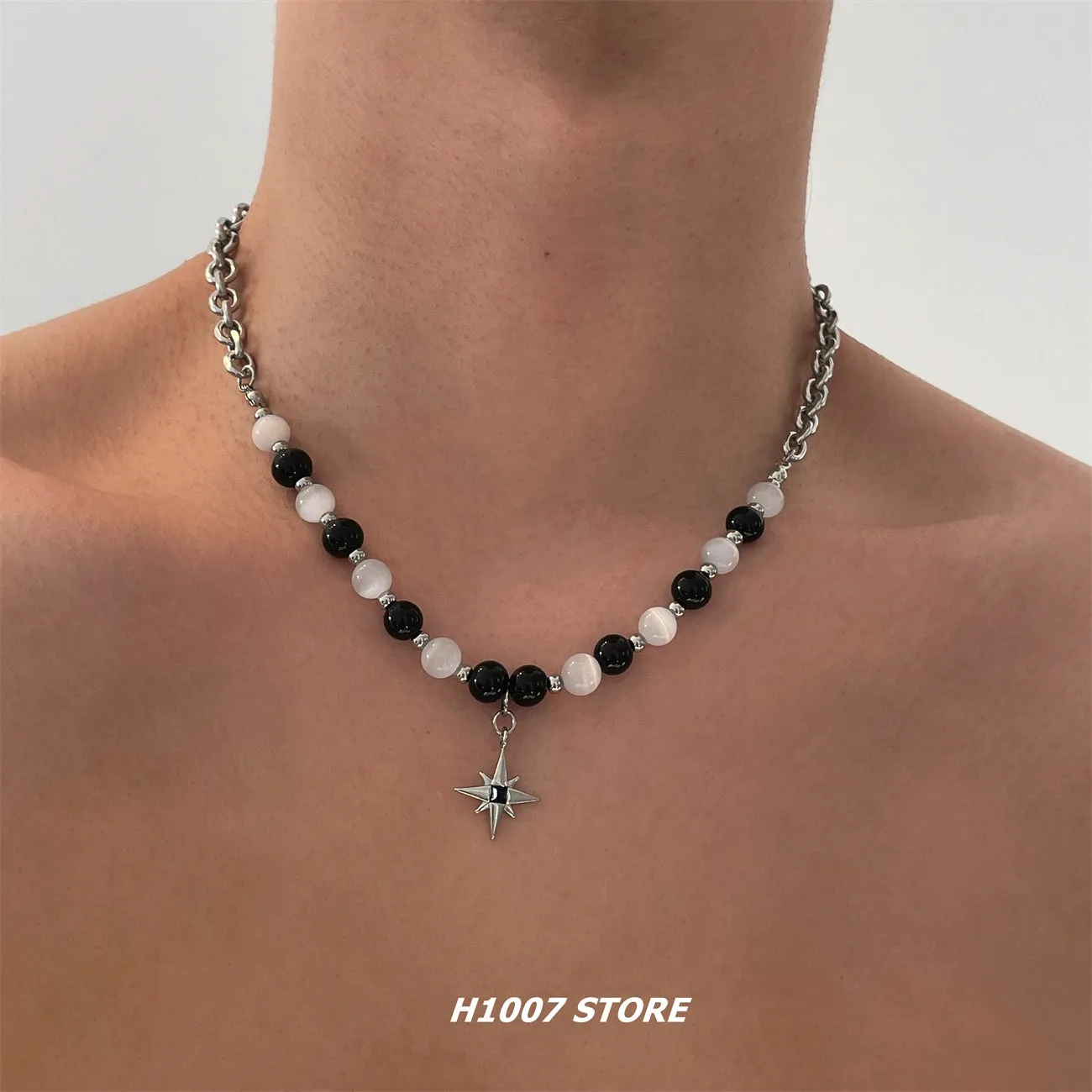 Star Beaded Titanium Steel Necklace