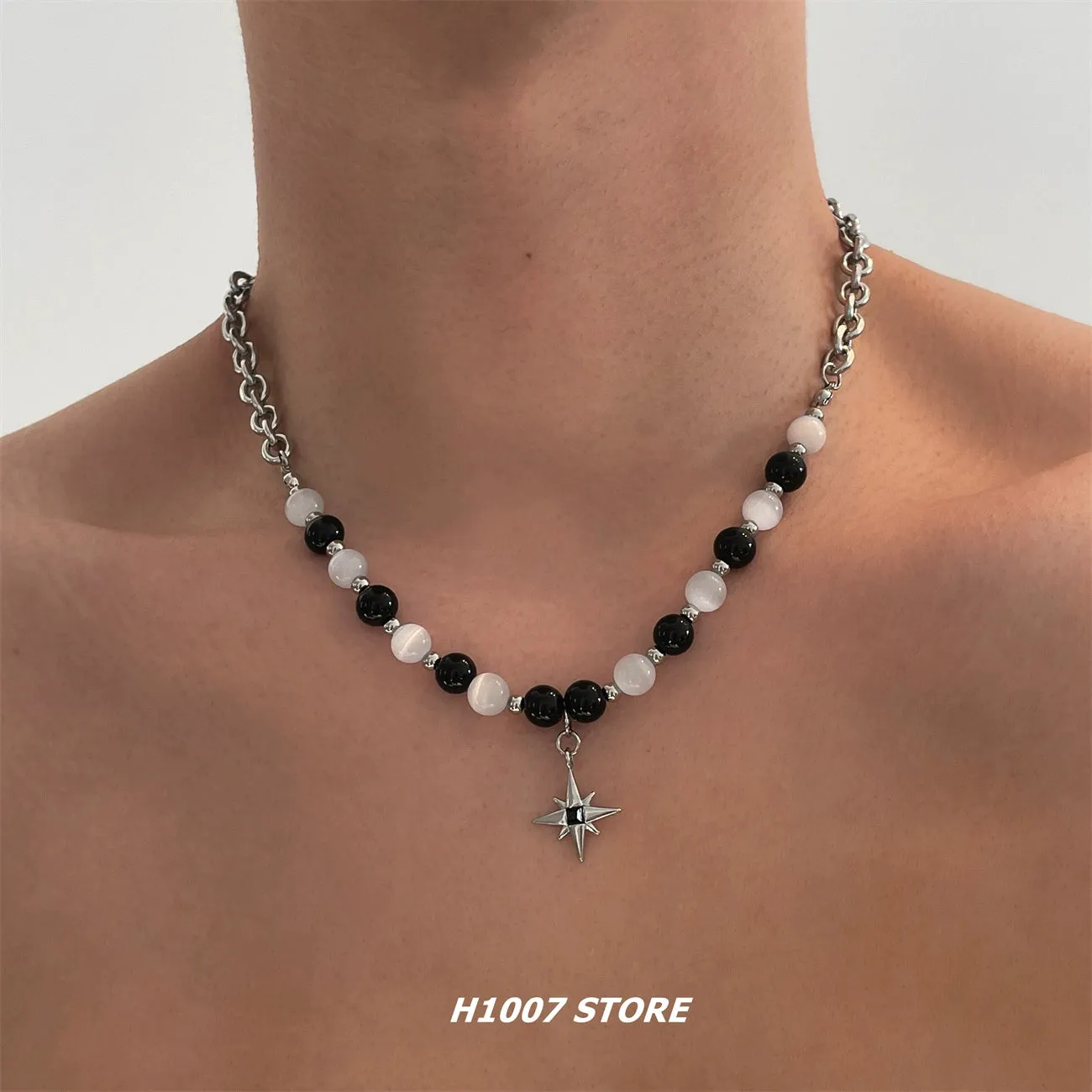 Star Beaded Titanium Steel Necklace
