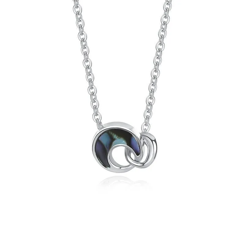 Sterling Silve Abalone Shell Necklace Moon Lock Necklace