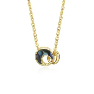 Sterling Silve Abalone Shell Necklace Moon Lock Necklace