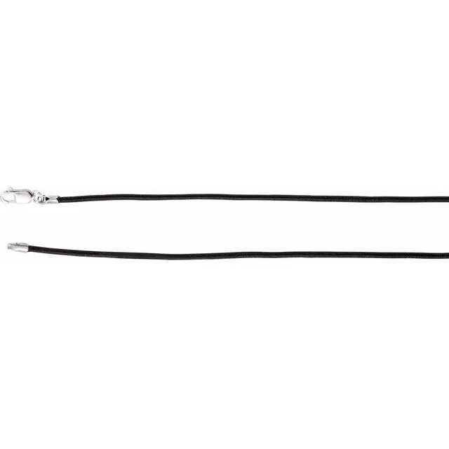 Sterling Silver 1.5 mm Black Leather 18" Cord
