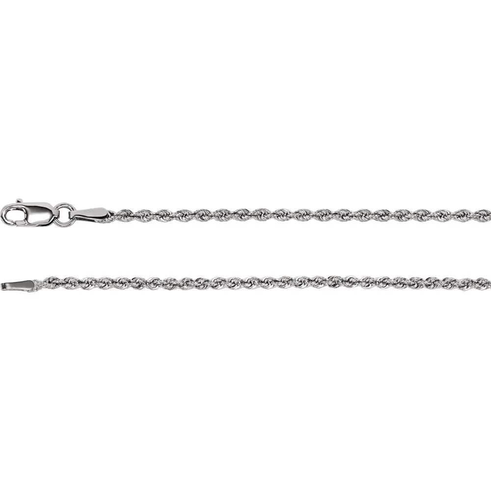 Sterling Silver 1.85mm 16" Rope Chain with Lobster Clasp