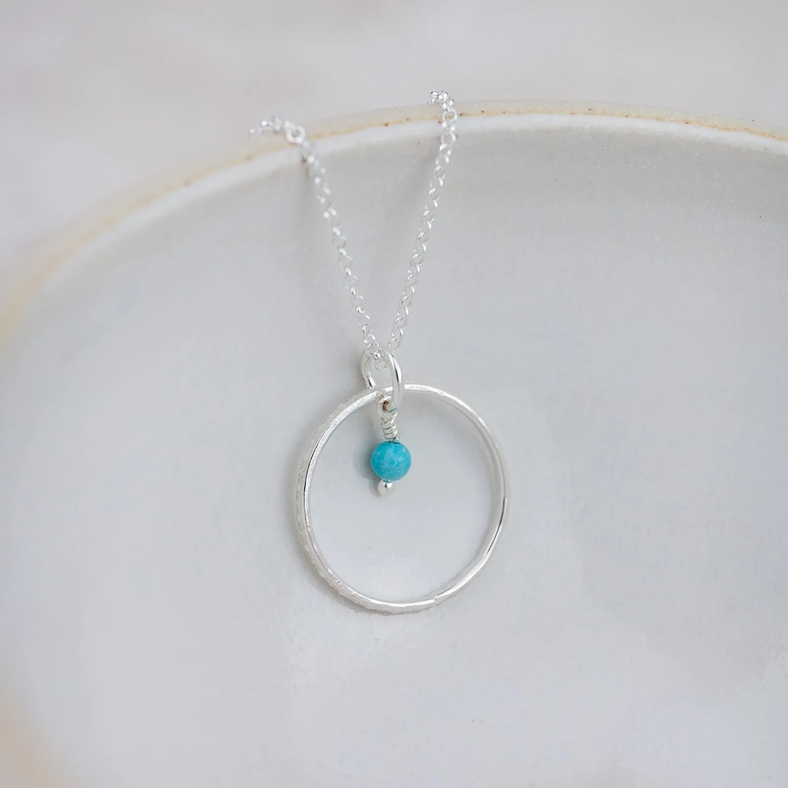 Sterling Silver Celestial Hoop Pendant with Turquoise