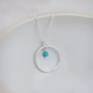 Sterling Silver Celestial Hoop Pendant with Turquoise