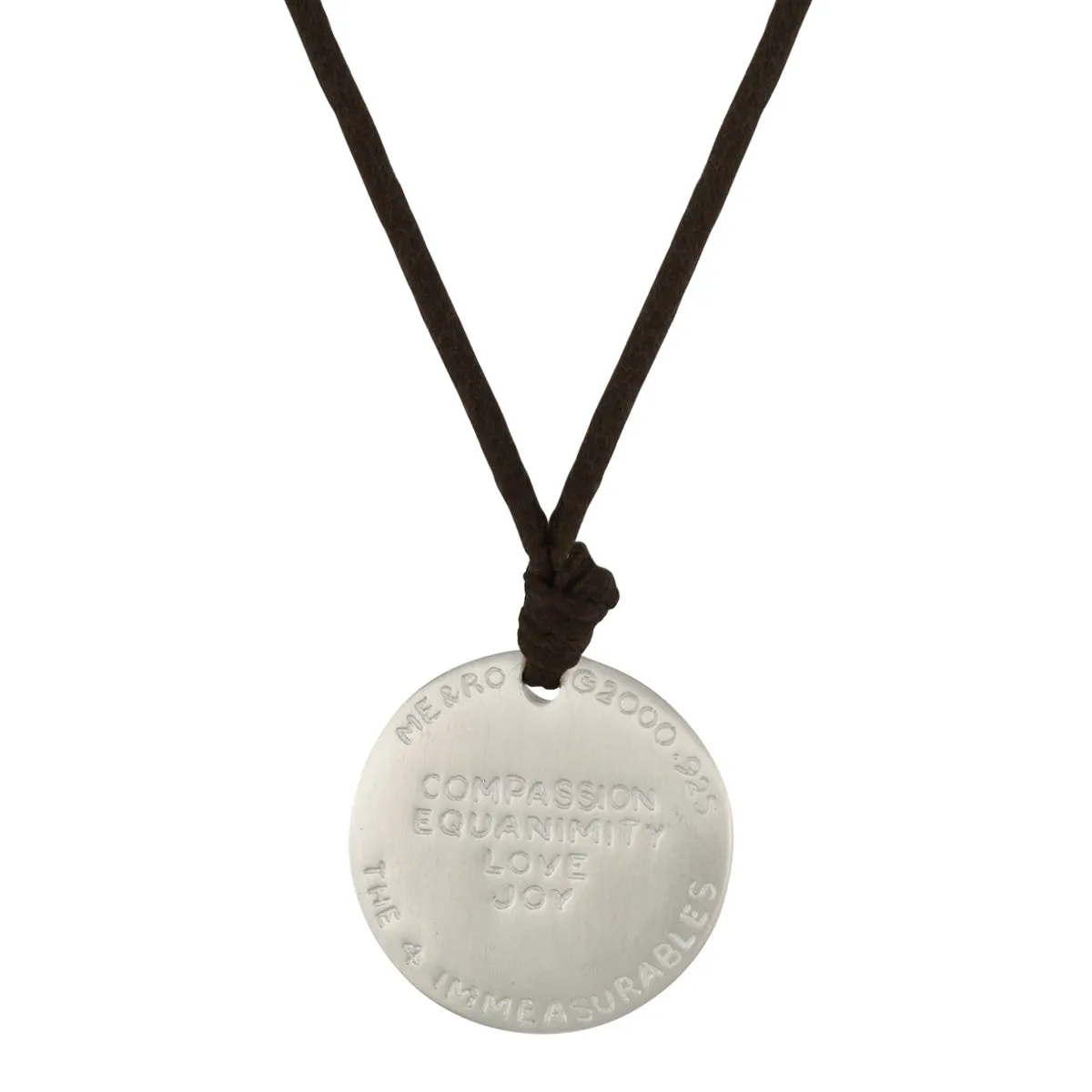 Sterling Silver 'Four Immeasurables' Pendant on Black Cord