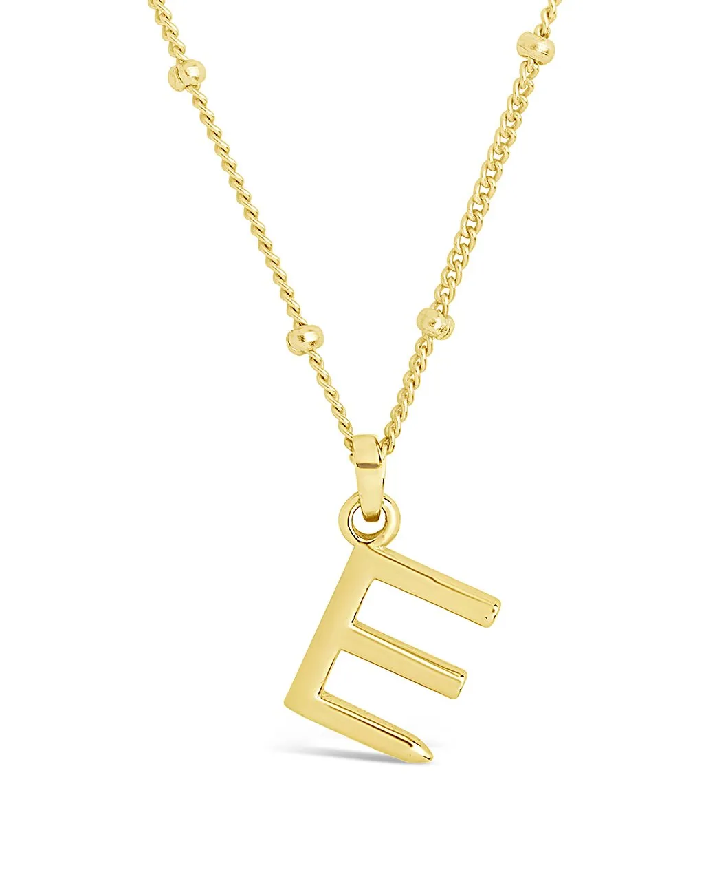 Sterling Silver Initial Necklace with Beaded Chain
