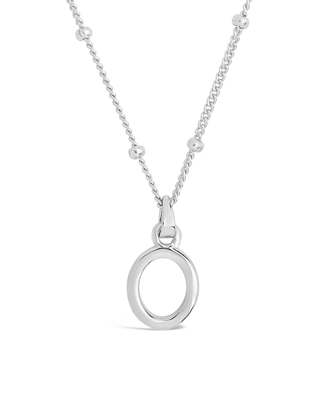 Sterling Silver Initial Necklace with Beaded Chain