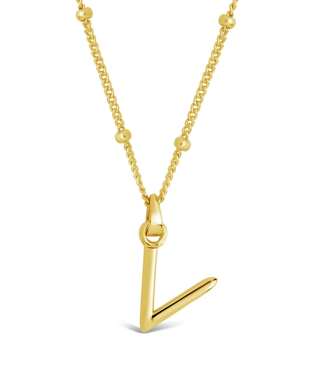 Sterling Silver Initial Necklace with Beaded Chain