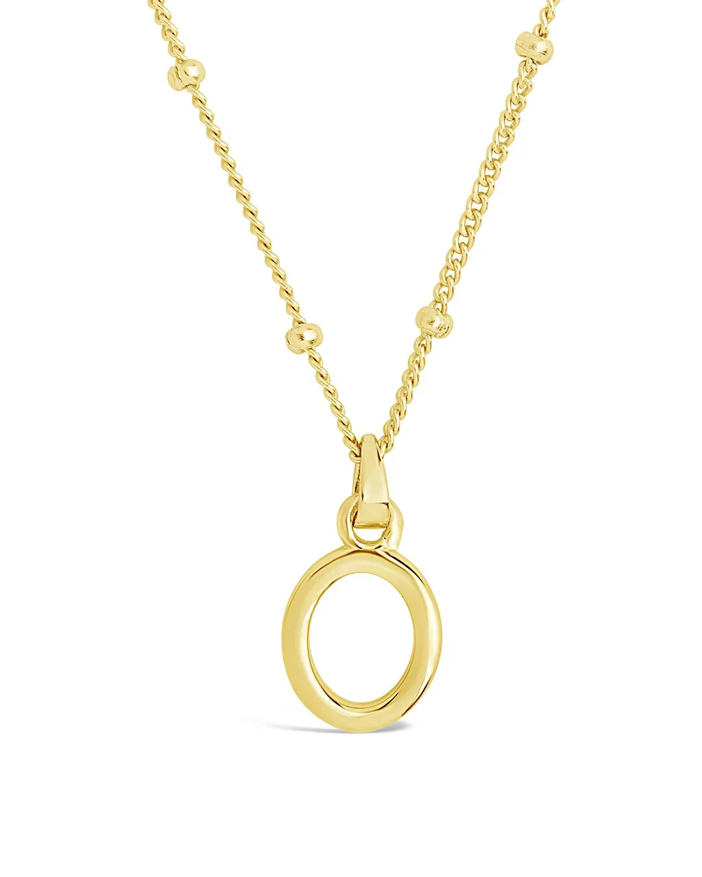 Sterling Silver Initial Necklace with Beaded Chain