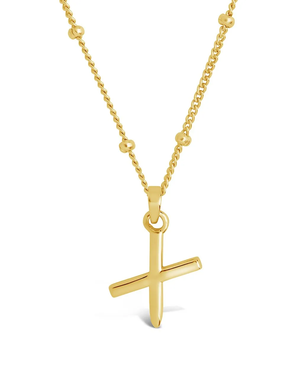 Sterling Silver Initial Necklace with Beaded Chain