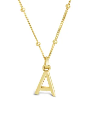 Sterling Silver Initial Necklace with Beaded Chain