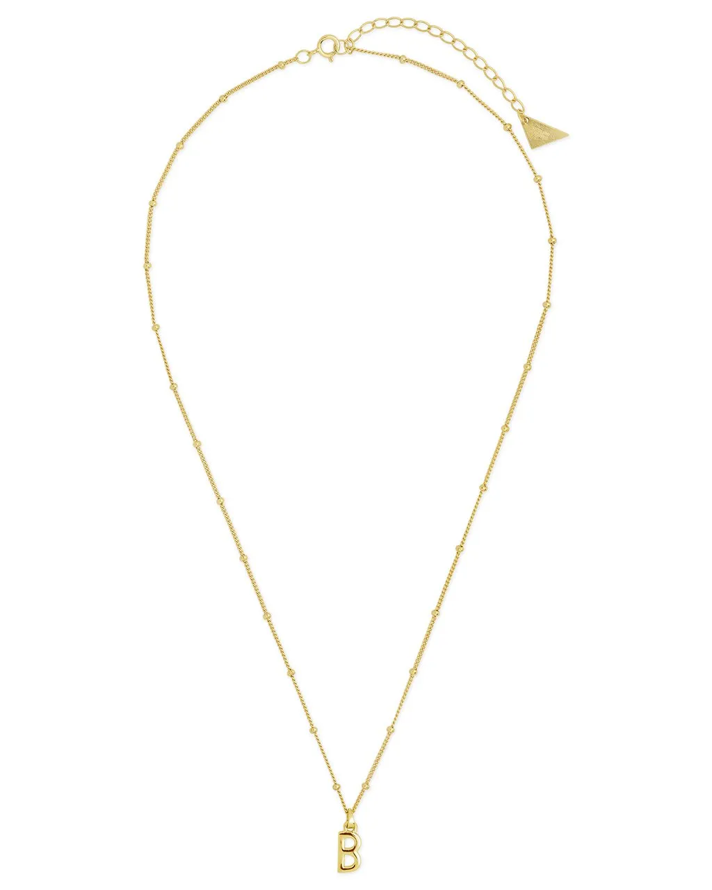 Sterling Silver Initial Necklace with Beaded Chain