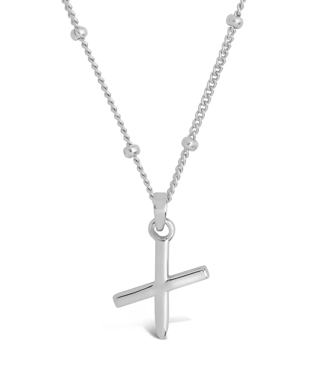Sterling Silver Initial Necklace with Beaded Chain