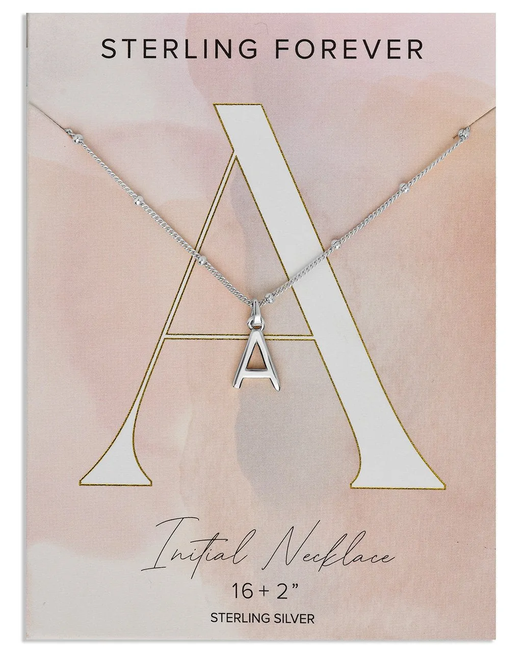 Sterling Silver Initial Necklace with Beaded Chain