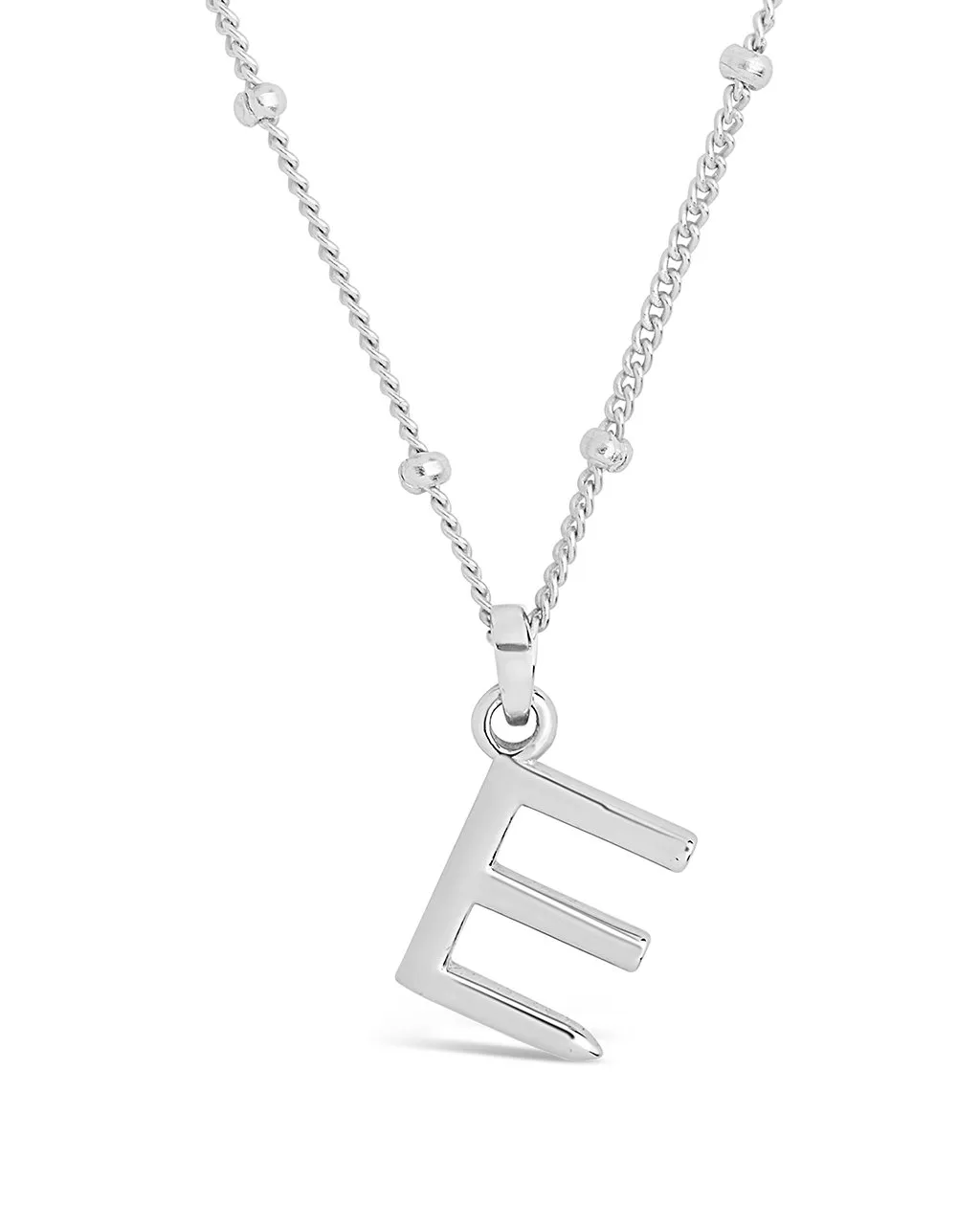 Sterling Silver Initial Necklace with Beaded Chain