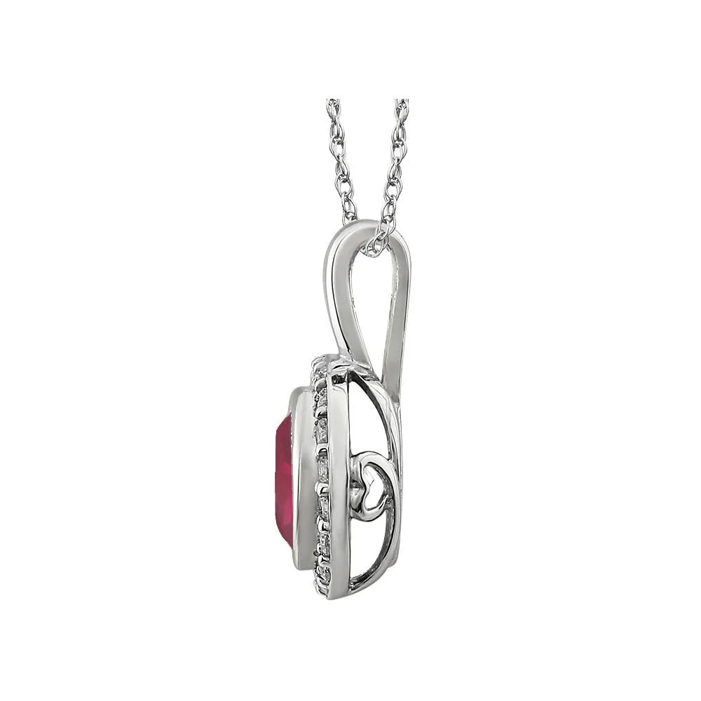Sterling Silver Red Cubic Zirconia 18" Necklace