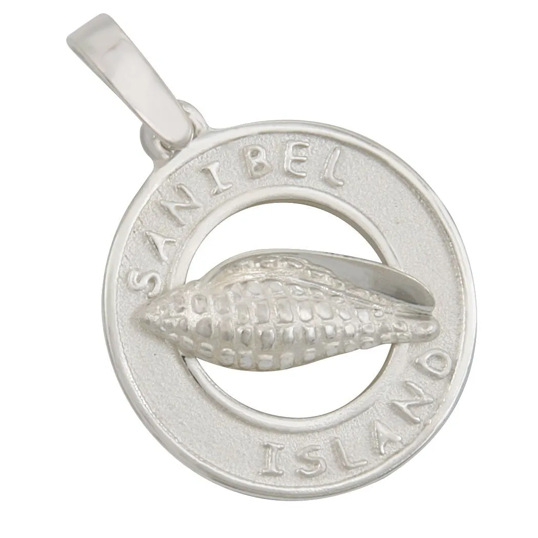 Sterling Silver Sanibel Disc with Junonia Pendant