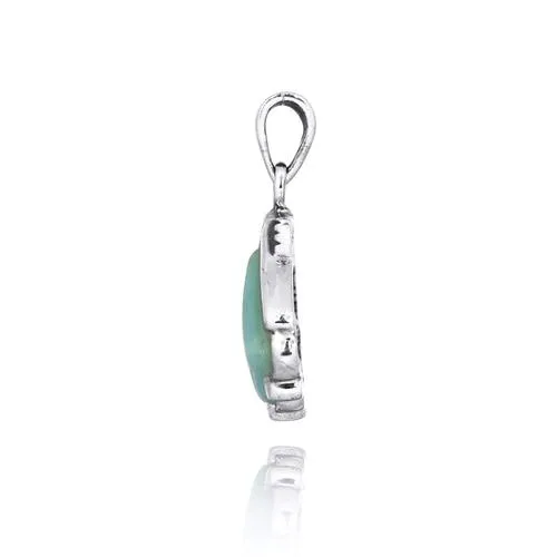 Sterling Silver Seashell Pendant Necklace with Larimar