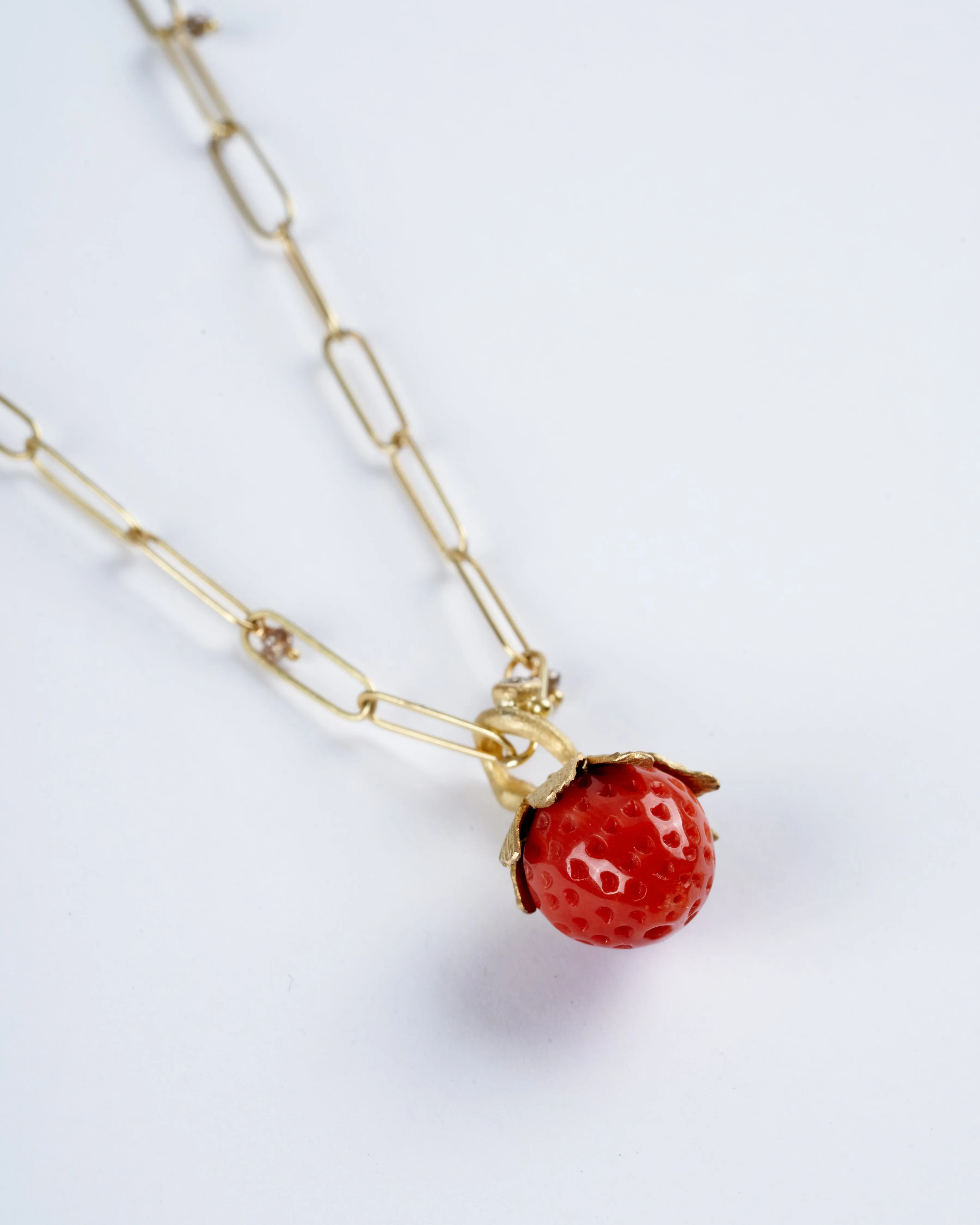 strawberry pendant - coral