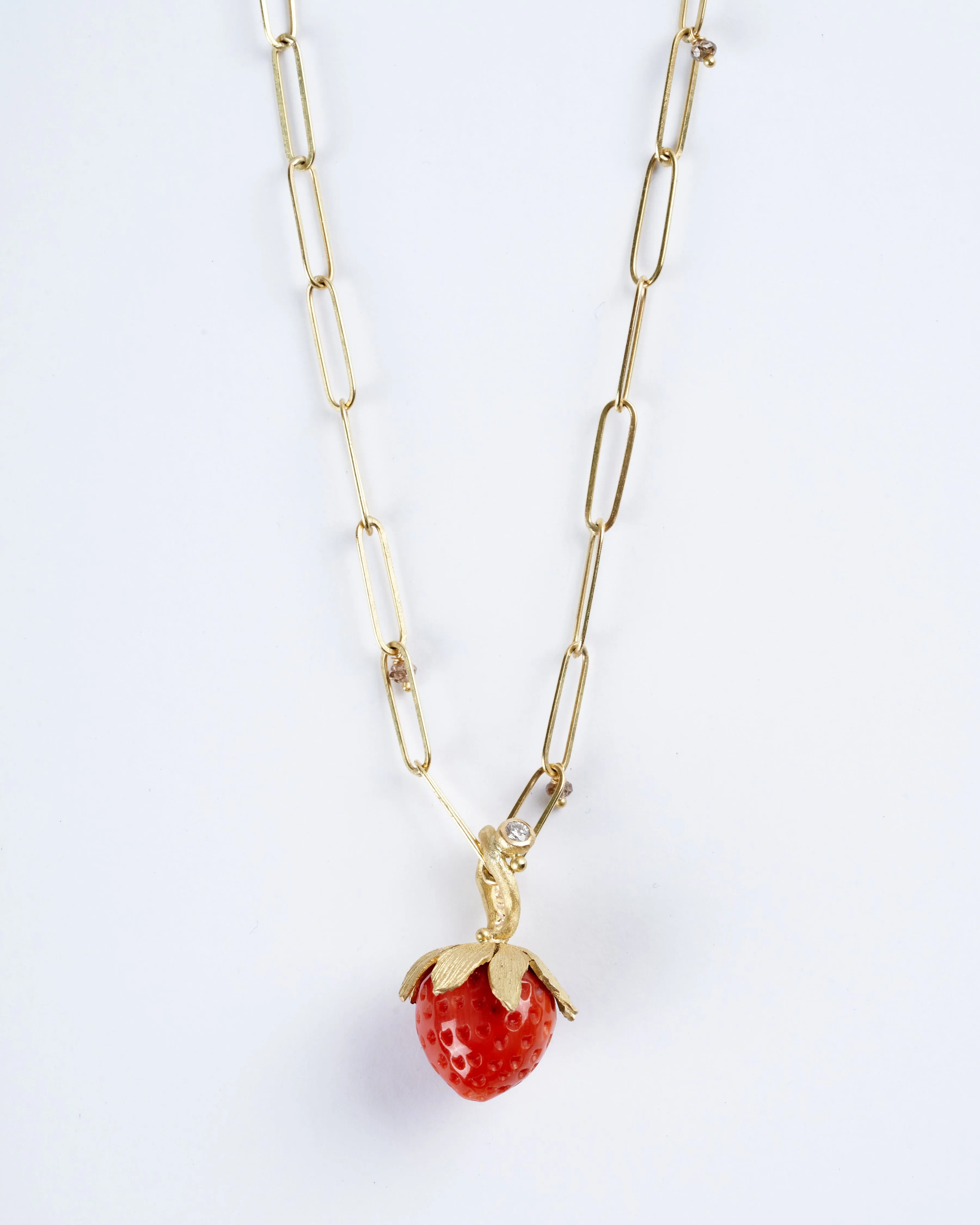 strawberry pendant - coral
