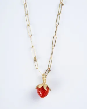 strawberry pendant - coral