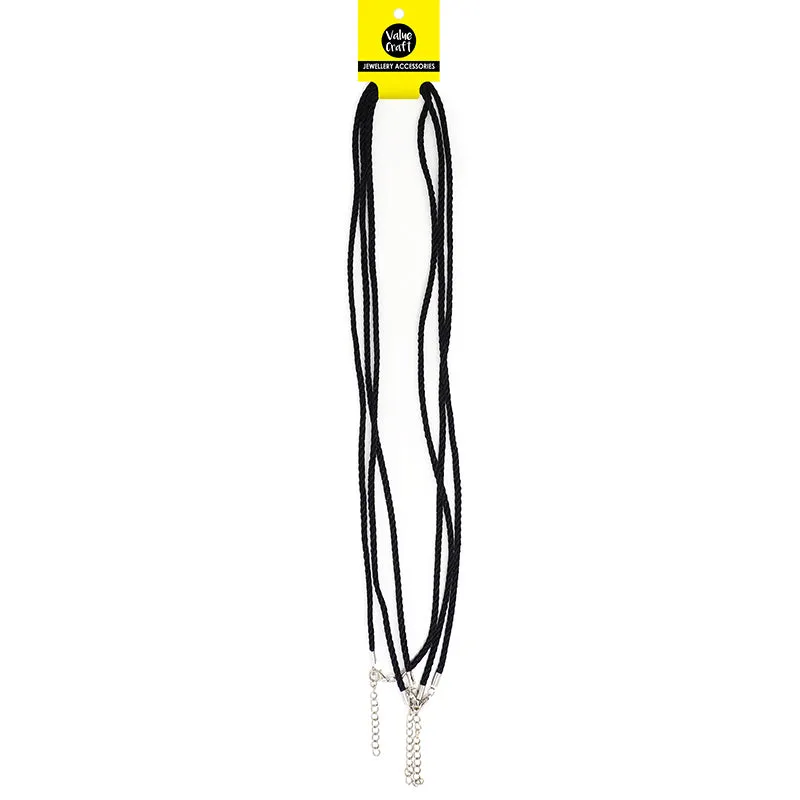 STRINGING CORD NECKLACES BLACK 70CM 3PC