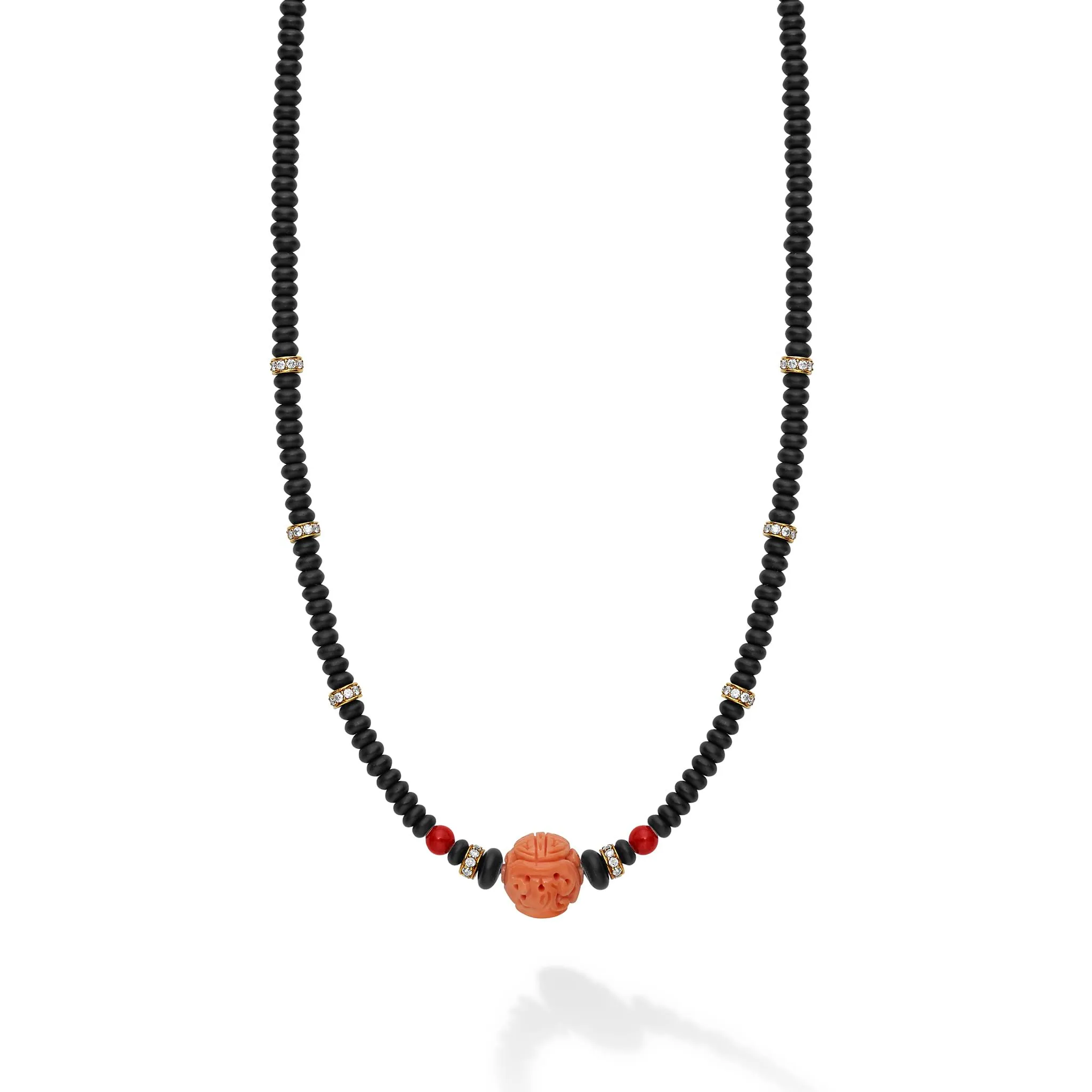 Studio Coral and Onyx Diamond Beaded Necklace