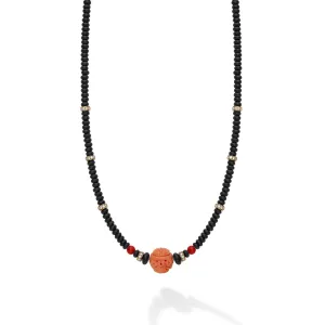 Studio Coral and Onyx Diamond Beaded Necklace
