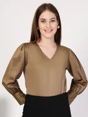 Style Quotient Women Bronze Satin Top