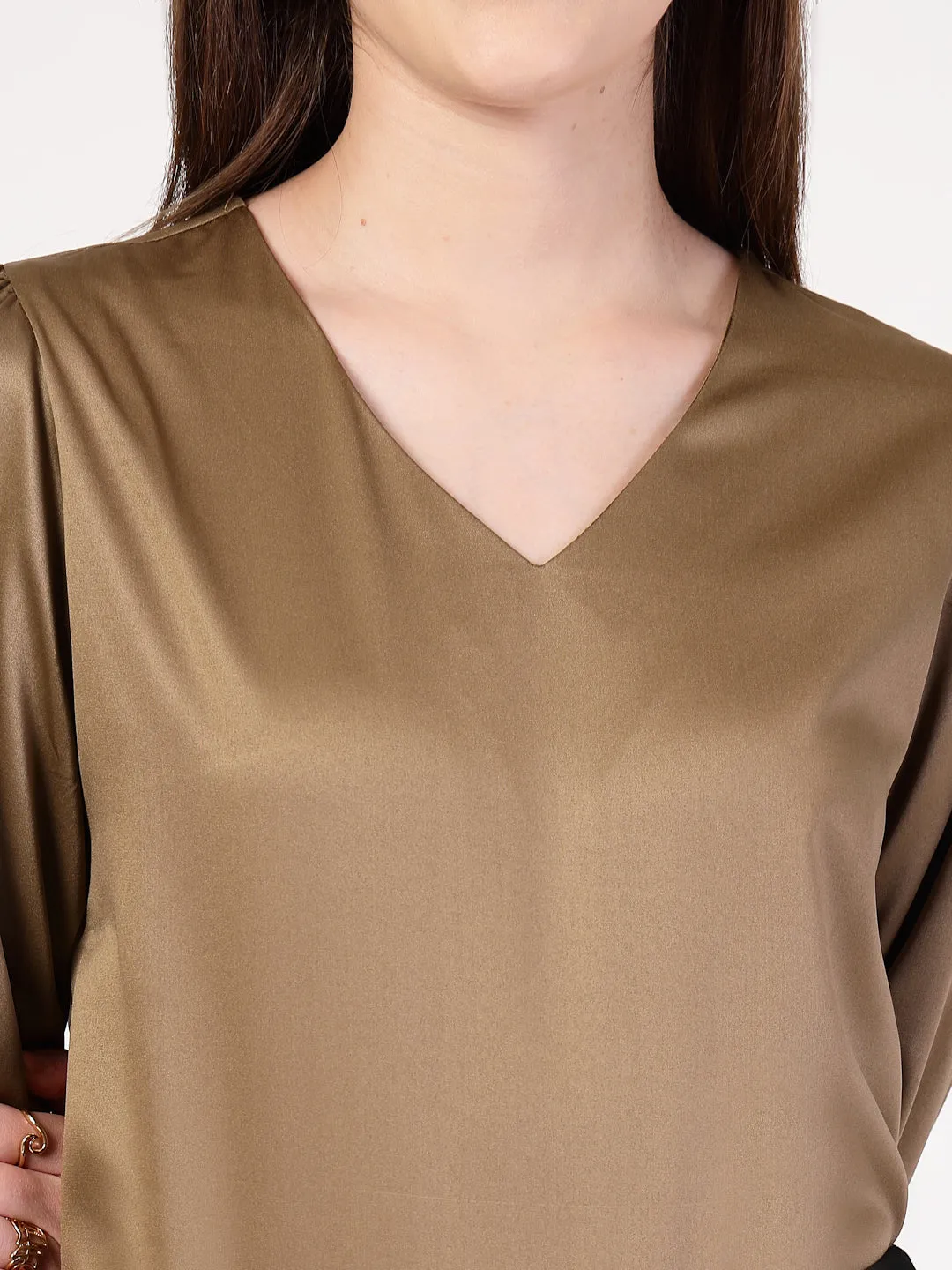 Style Quotient Women Bronze Satin Top