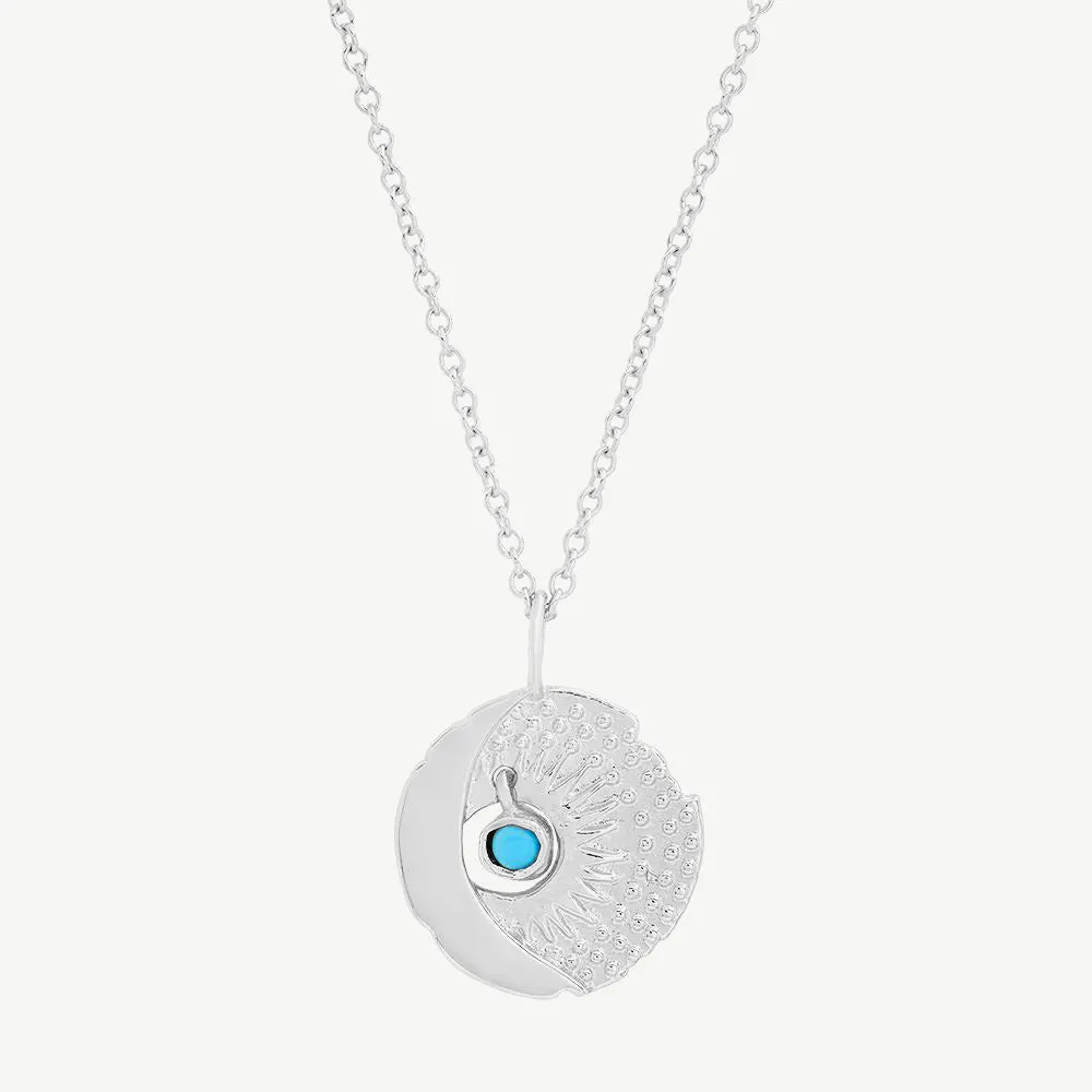 Sun and Moon Charm Necklace in Turquoise