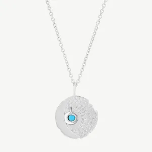 Sun and Moon Charm Necklace in Turquoise