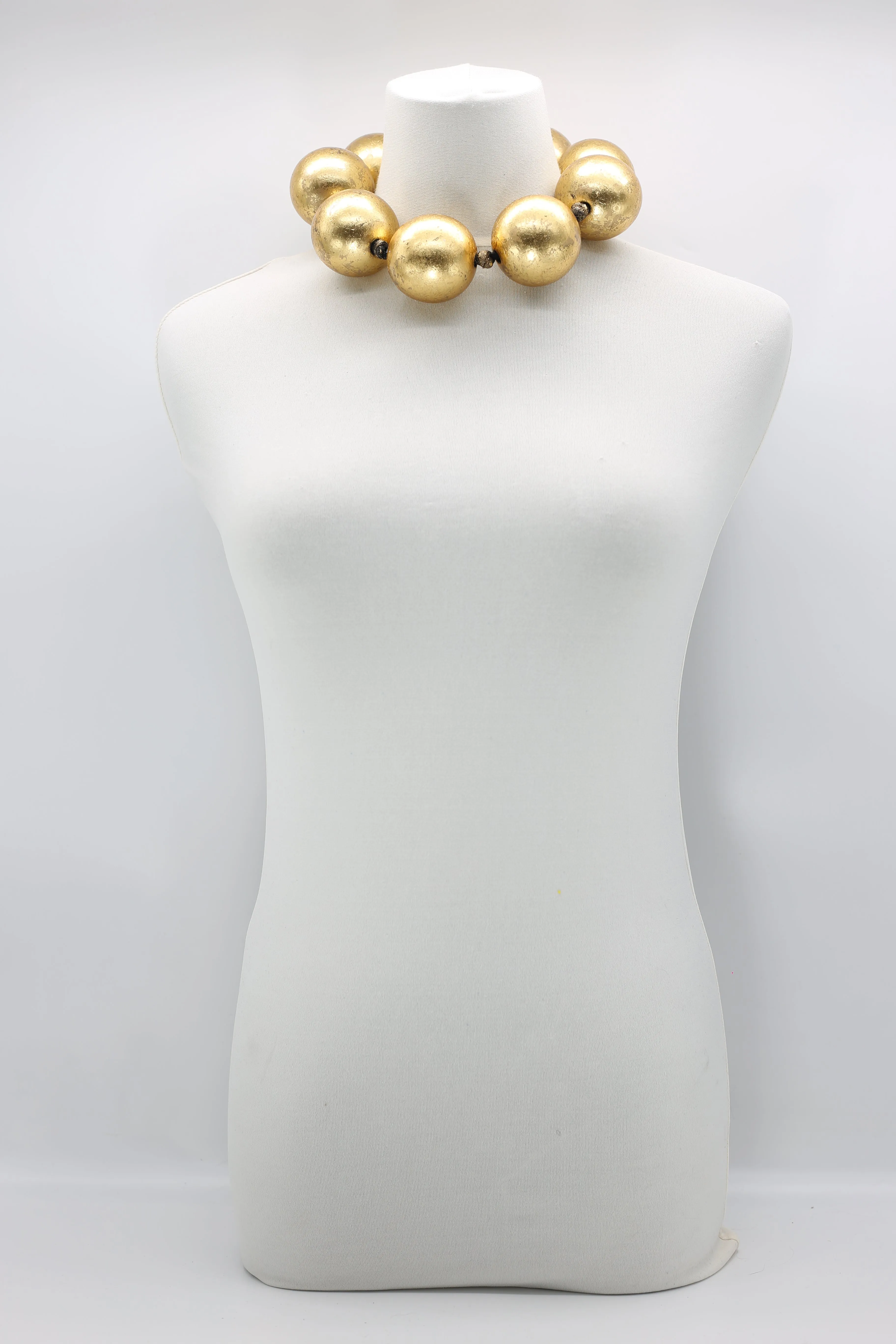 SUPER GIANT BEADS NECKLACES - HAND GILDED SOLID COLOUR